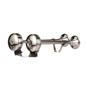 Stainless Steel Dual Trumpet Horn, Vibration-Free Pad, 20-3/4 in, 12V
