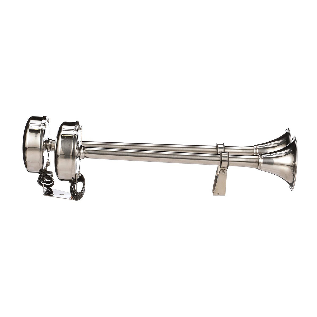 Stainless Steel Dual Trumpet Horn, Vibration-Free Pad, 20-3/4 in, 12V