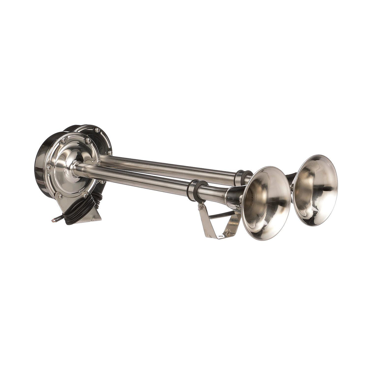 Stainless Steel Dual Trumpet Horn, Vibration-Free Pad, 20-3/4 in, 12V