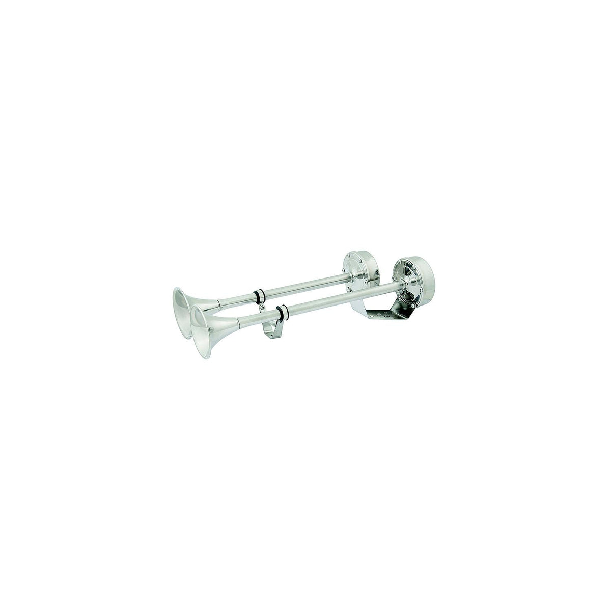 Dual Trumpet Electric Horn, Stainless Steel, 24V, 18-1/2in x 8in x 5in
