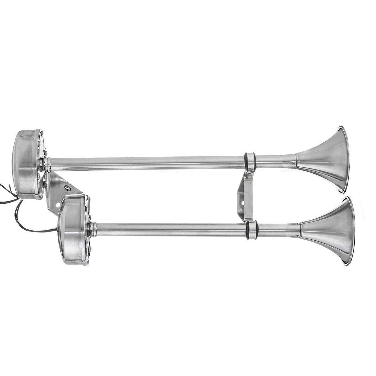 Dual Trumpet Electric Horn, Stainless Steel, 24V, 18-1/2in x 8in x 5in