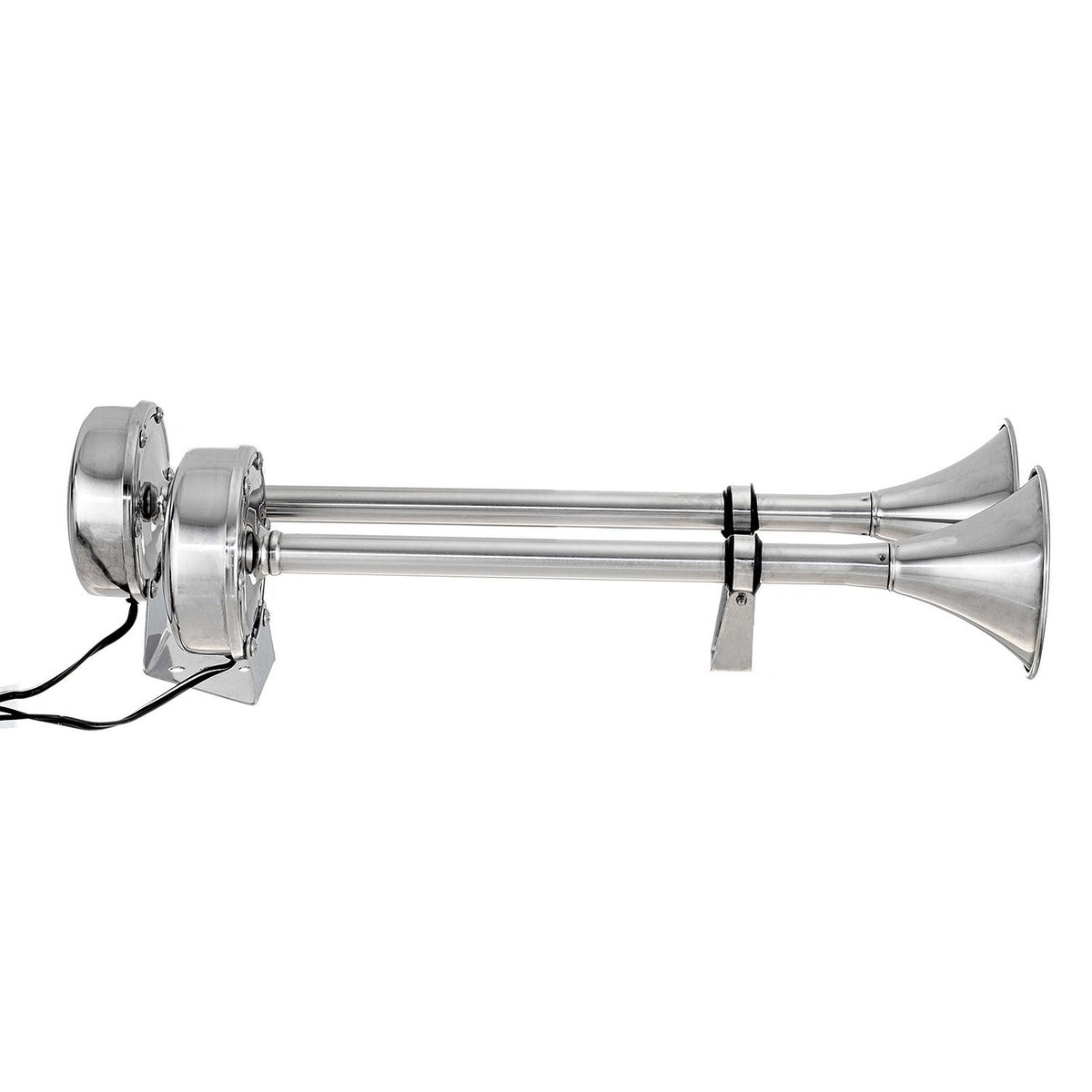 Dual Trumpet Electric Horn, Stainless Steel, 24V, 18-1/2in x 8in x 5in