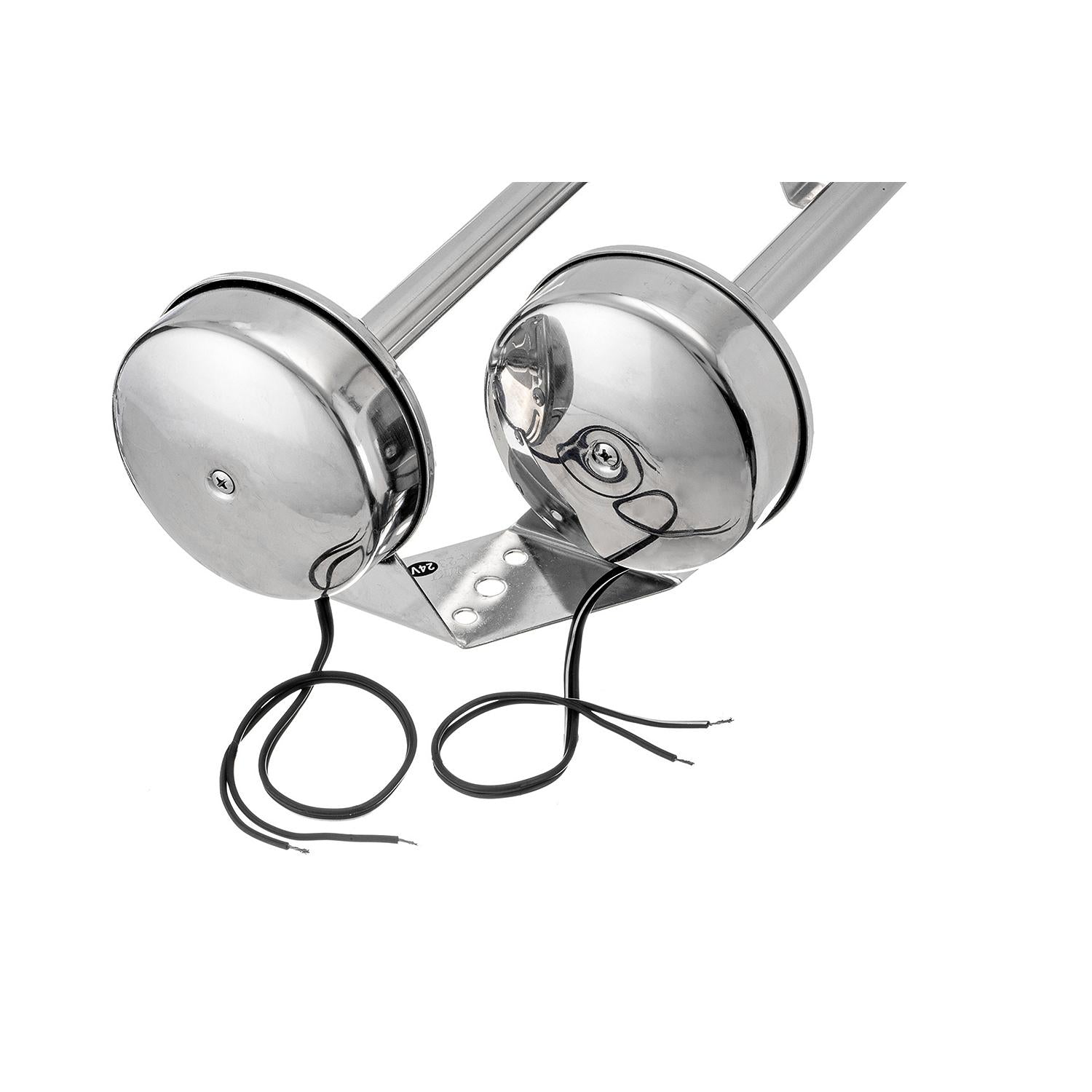 Dual Trumpet Electric Horn, Stainless Steel, 24V, 18-1/2in x 8in x 5in