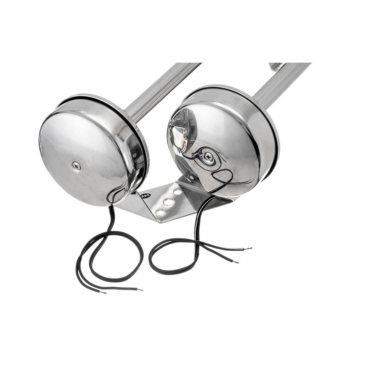 Dual Trumpet Electric Horn, Stainless Steel, 24V, 18-1/2in x 8in x 5in
