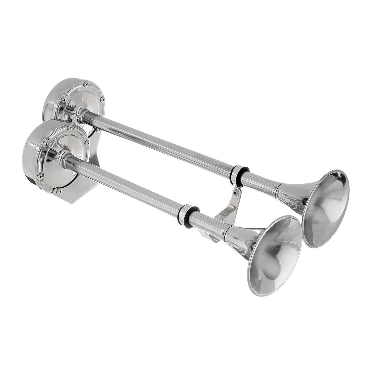 Dual Trumpet Electric Horn, Stainless Steel, 24V, 18-1/2in x 8in x 5in