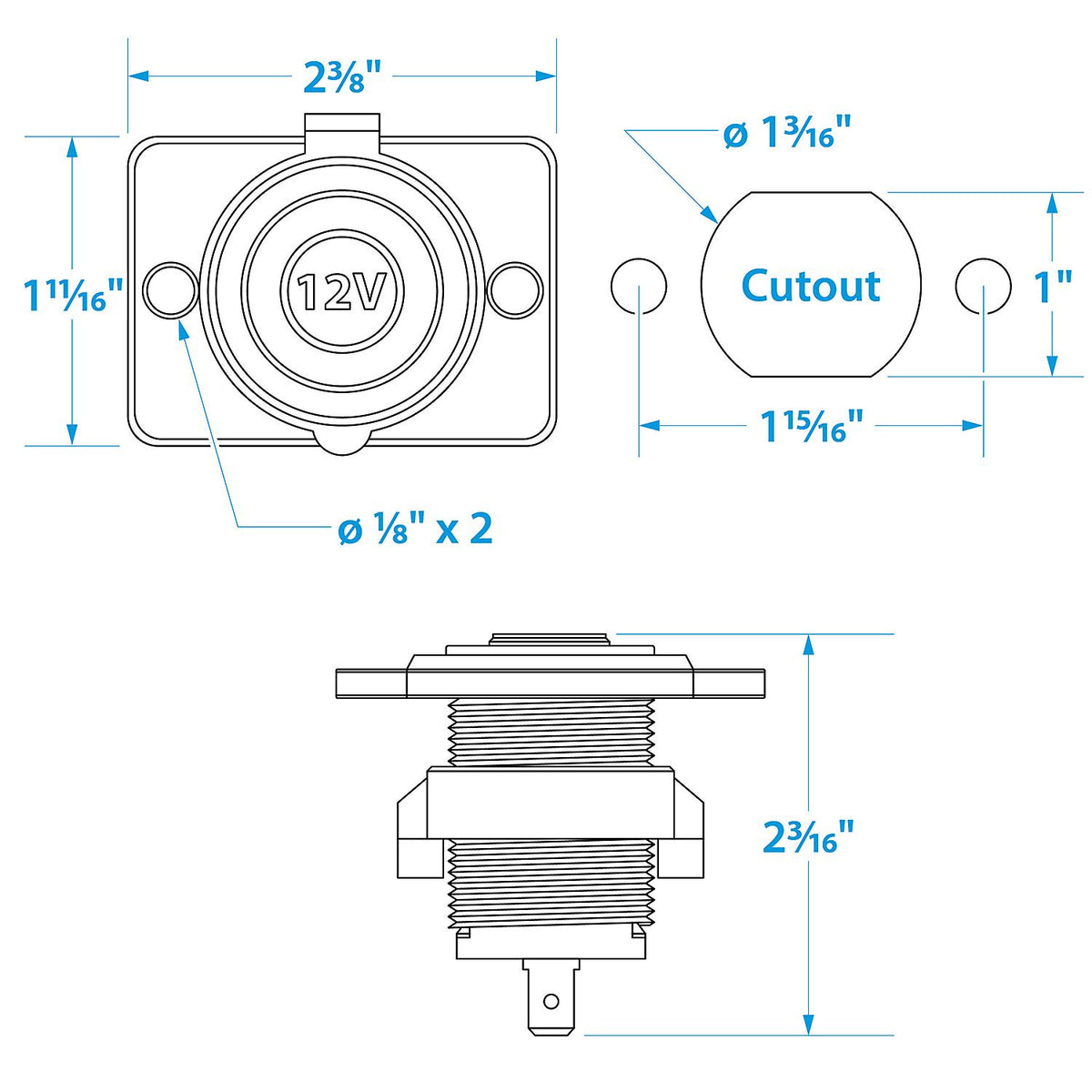Accessory Socket, 12V, Boat