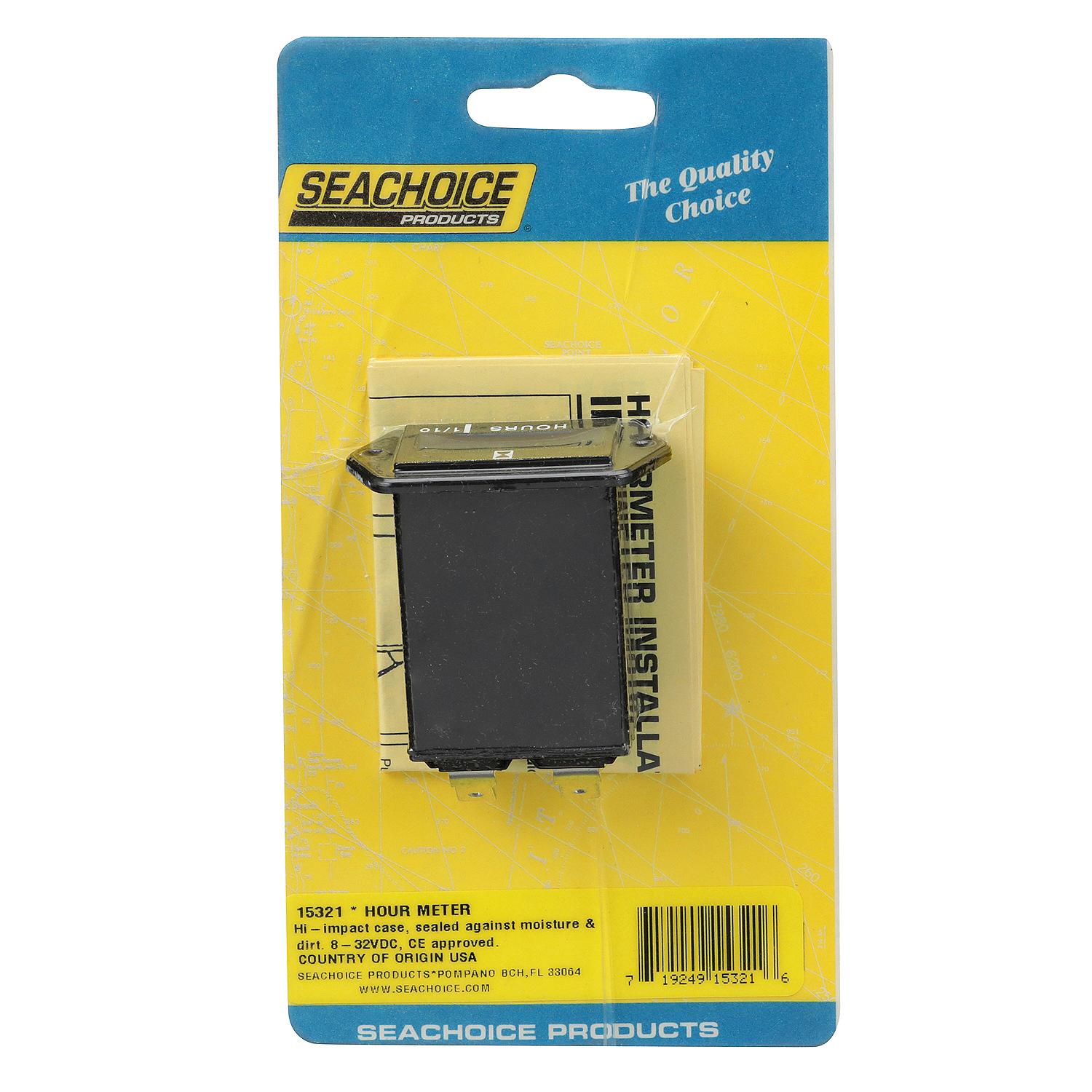 Hourmeter Gauge for Boats, Rectangular, Black