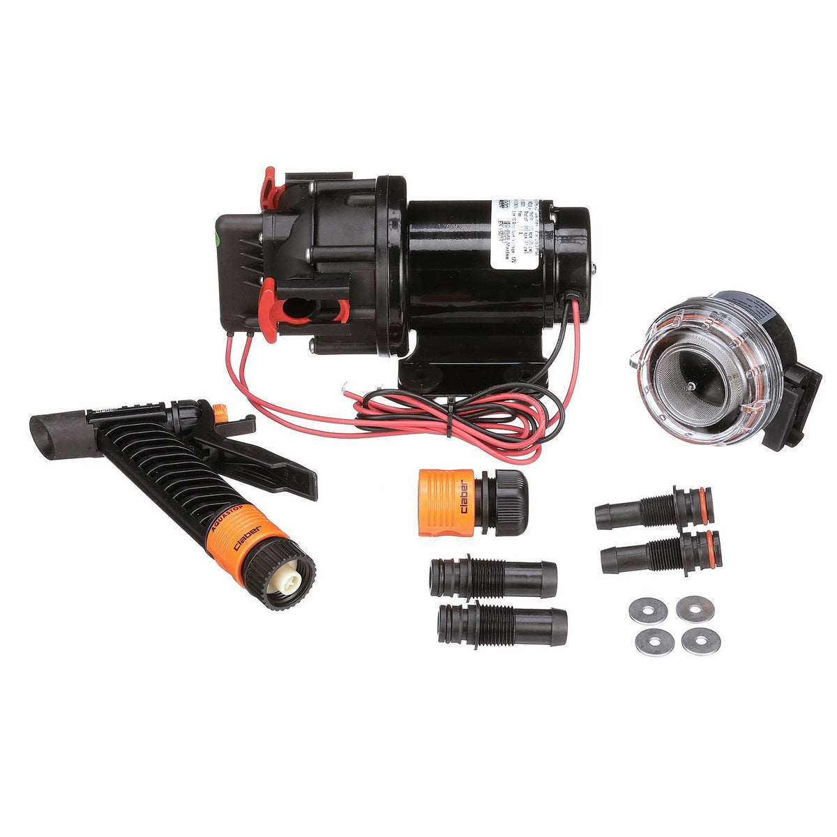 Wash Down Pump, 2.9 GPM, 12V DC, Incl. Spray Nozzle & Inlet Strainer