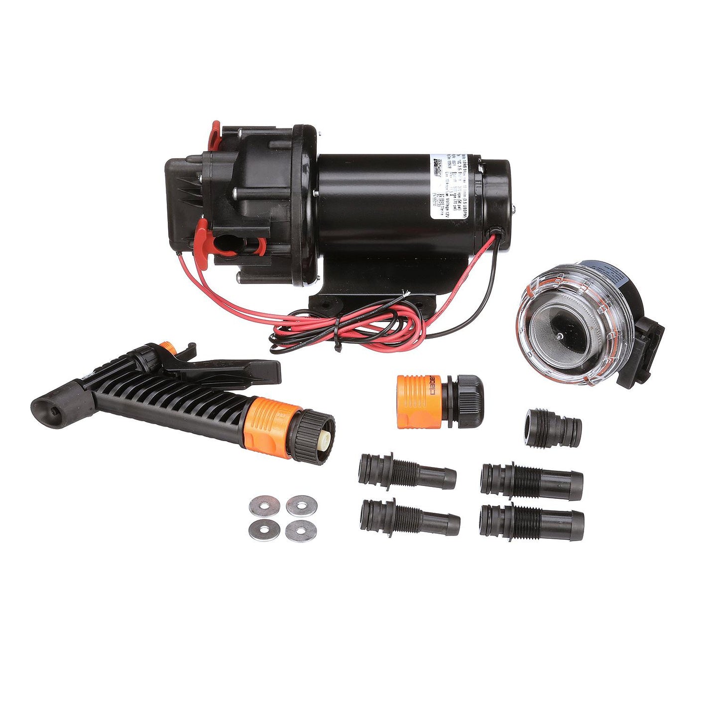Wash Down Pump, 3.5 GPM, 12V DC, Incl. Spray Nozzle & Inlet Strainer