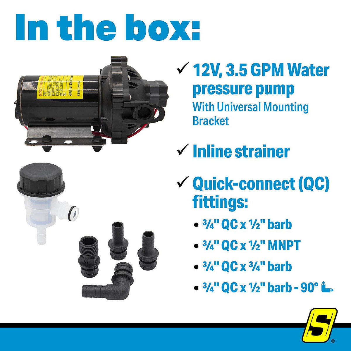 Water Pressure Pump, 3.5 GPM, 12v
