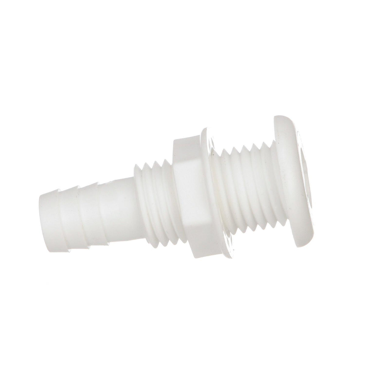Thru-Hull Connector w/ Broad Flange, Fits 3/4 In. ID Hose, 1-1/4in Max Hull