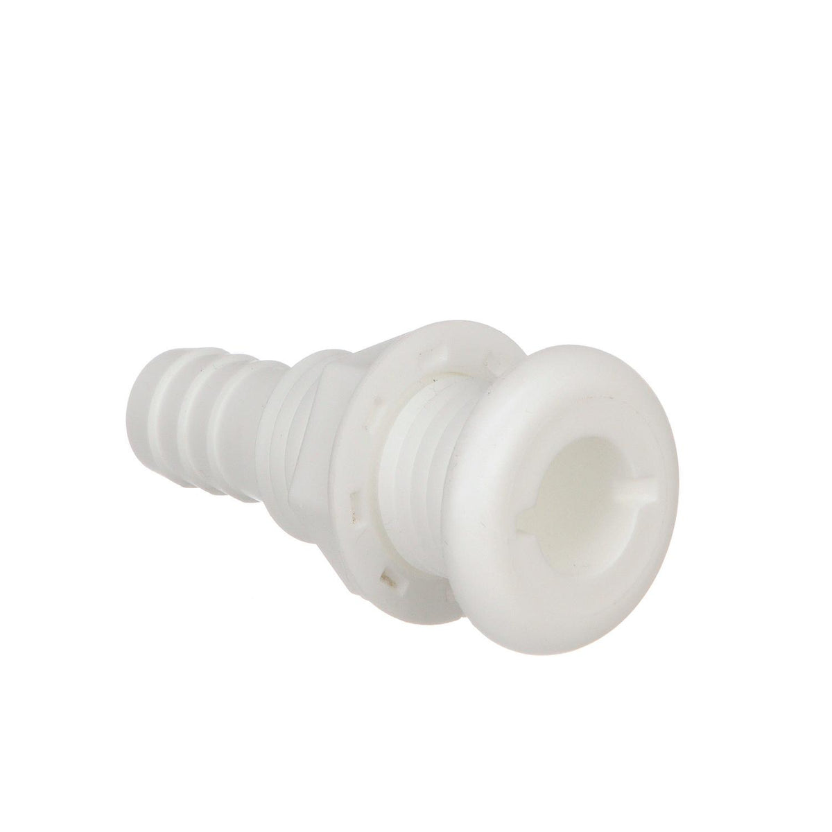 Thru-Hull Connector w/ Broad Flange, Fits 3/4 In. ID Hose, 1-1/4in Max Hull