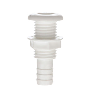 Thru-Hull Connector w/ Broad Flange, Fits 3/4 In. ID Hose, 1-1/4in Max Hull