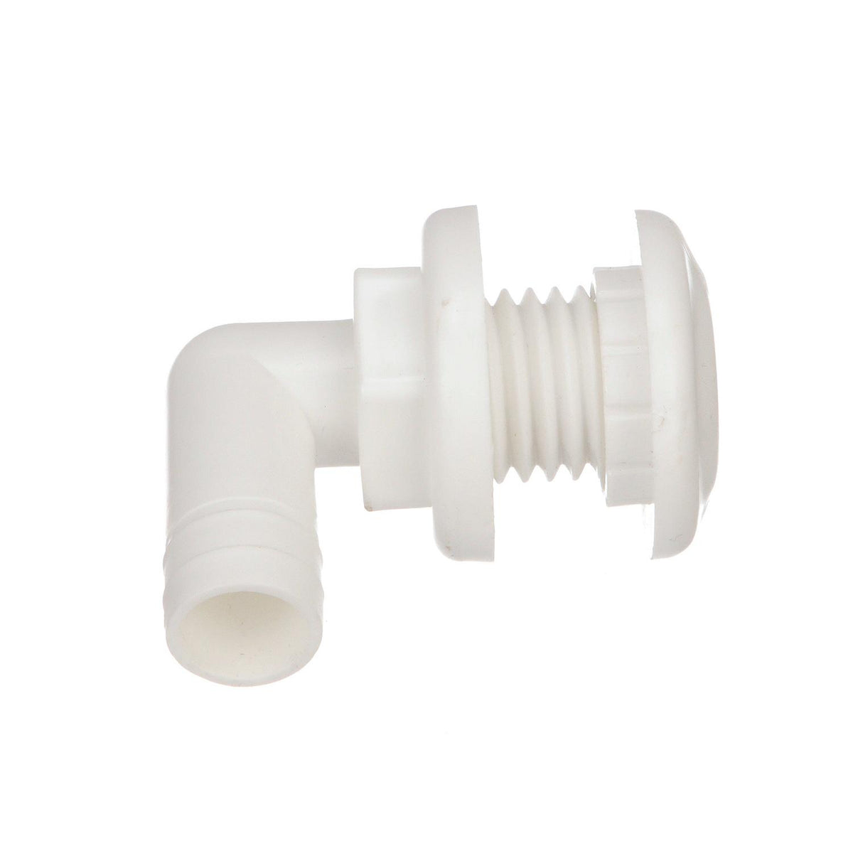 90º Thru Hull Fitting, Fits 3/4 In. ID Hose, 7/8 In. Max. Hull
