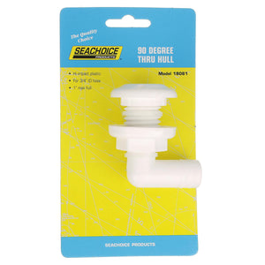 90º Thru Hull Fitting, Fits 3/4 In. ID Hose, 7/8 In. Max. Hull