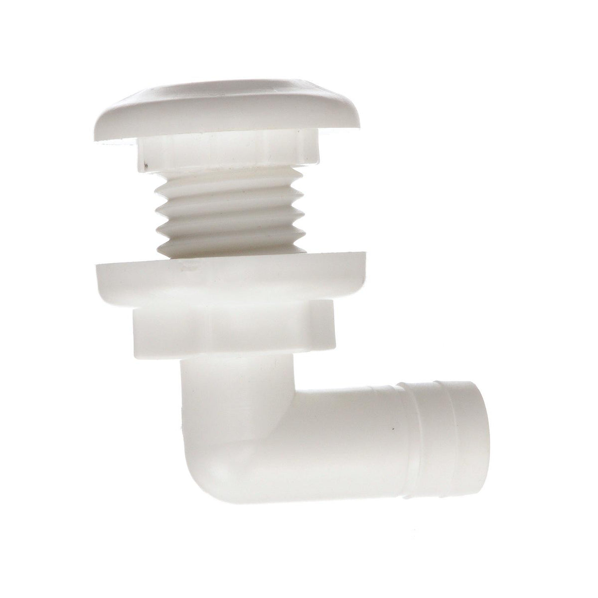 90º Thru Hull Fitting, Fits 3/4 In. ID Hose, 7/8 In. Max. Hull