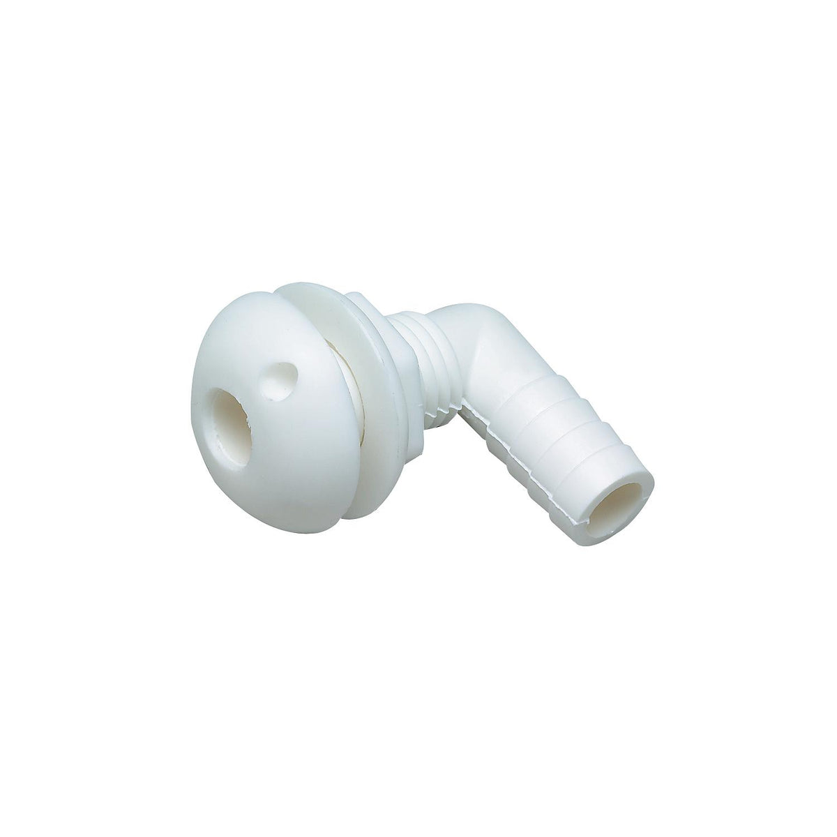 90º Thru Hull Fitting, Fits 3/4 In. ID Hose, 7/8 In. Max. Hull