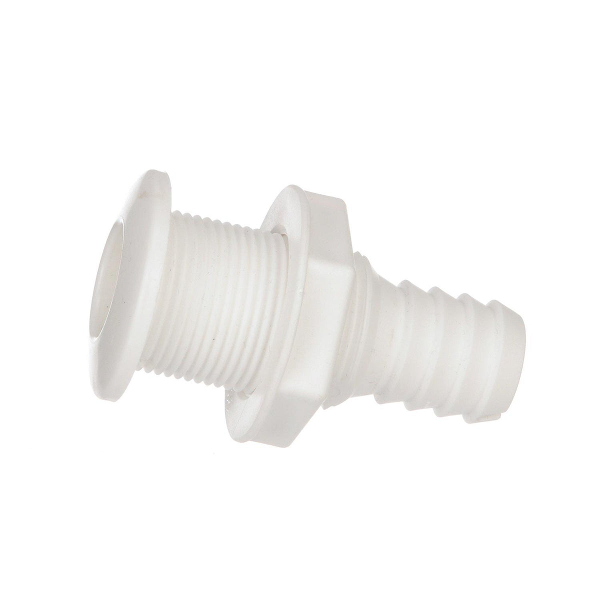 Thru-Hull Connector w/ Broad Flange, Fits 1 In. ID Hose, 1-1/4in Max Hull