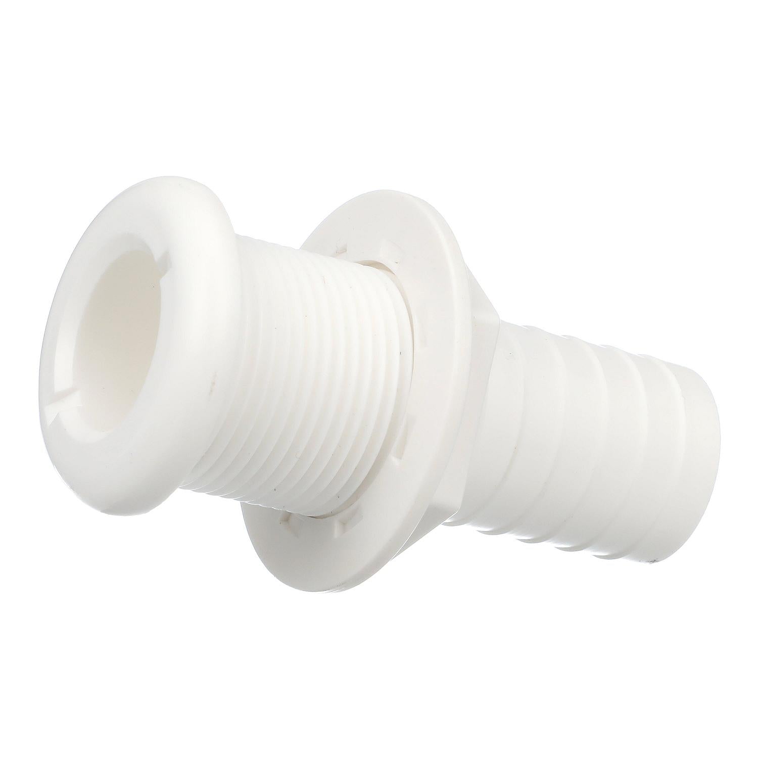 Thru-Hull Connector w/ Broad Flange, White, 1.125in
