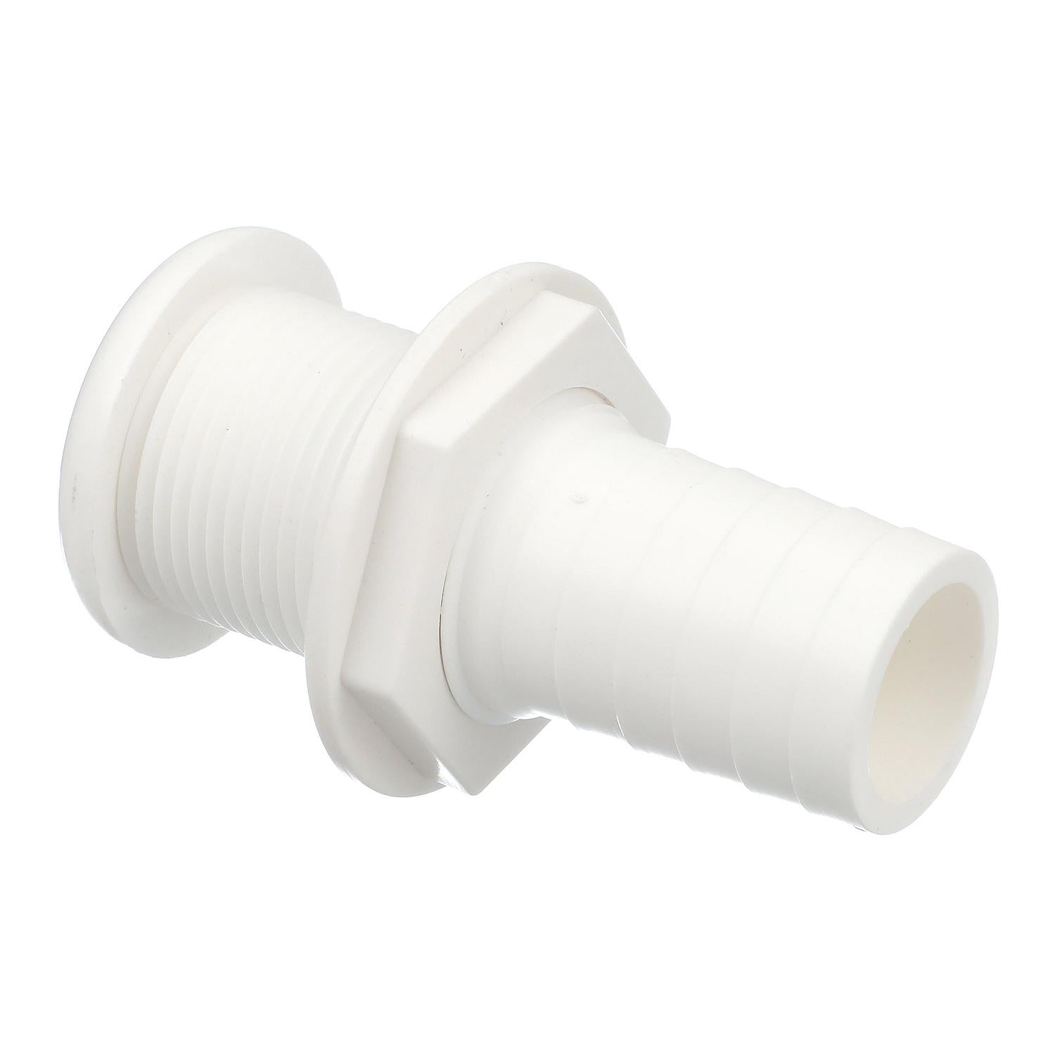 Thru-Hull Connector w/ Broad Flange, White, 1.125in