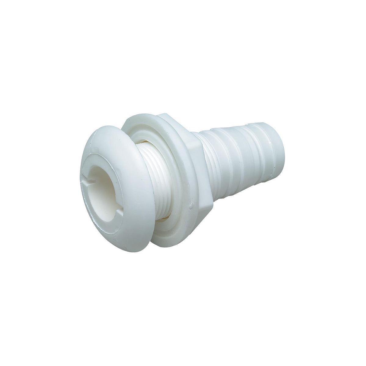 1-1/8in White Plastic Thru-Hull w/Broad Flange