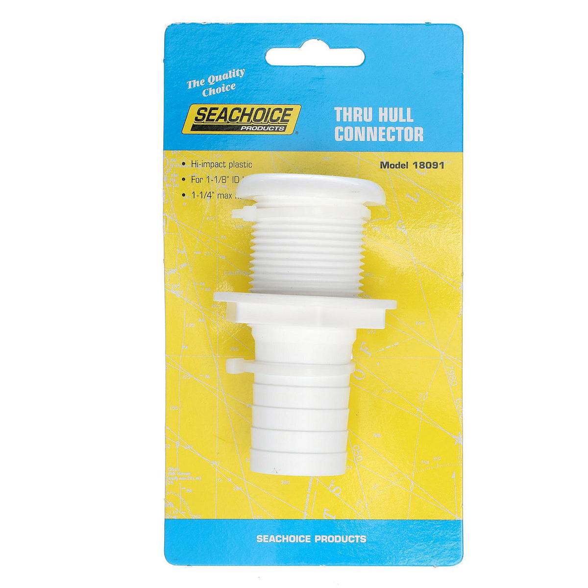 Thru-Hull Connector w/ Broad Flange, White, 1.125in
