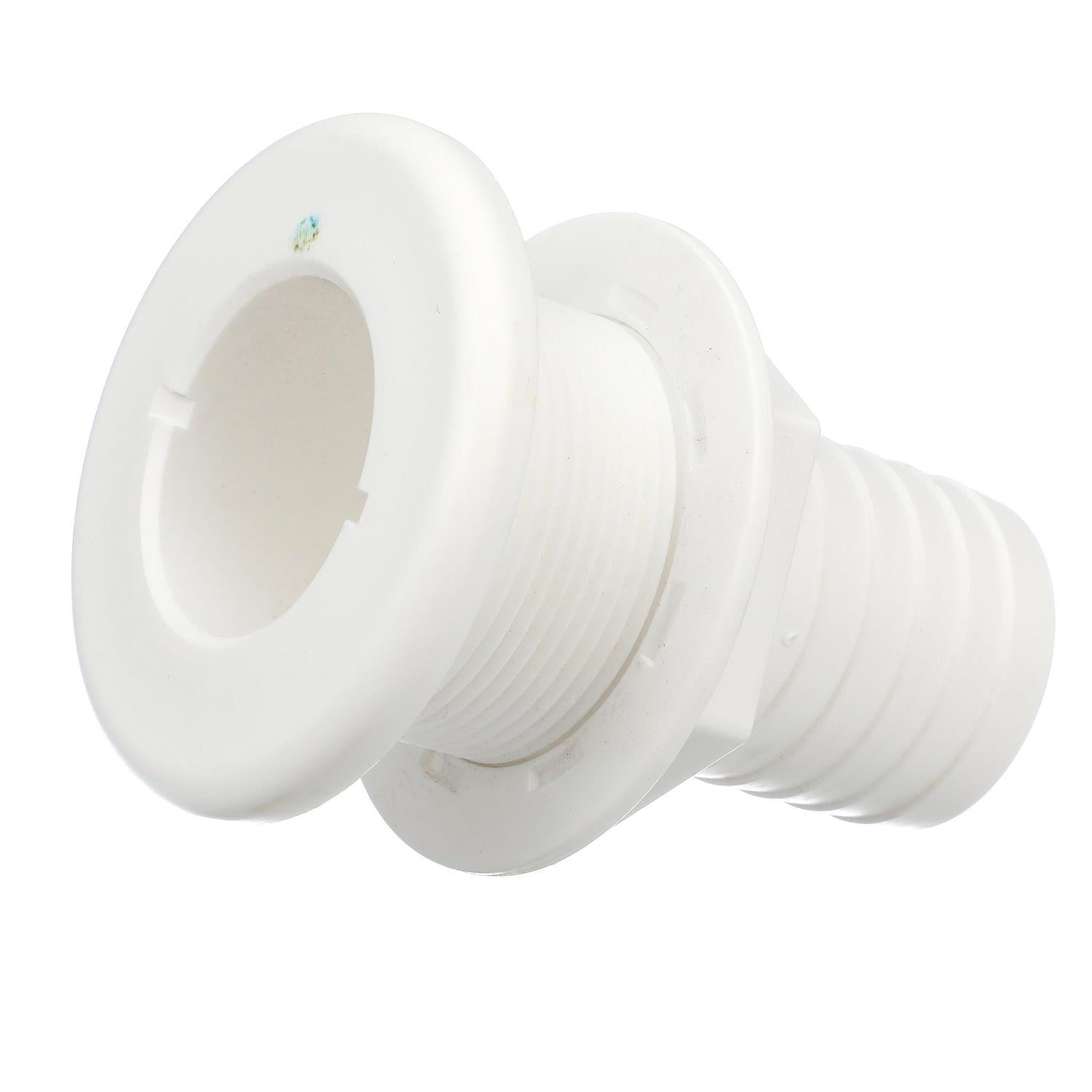 Thru-Hull Connector w/ Broad Flange, White, 1.5in
