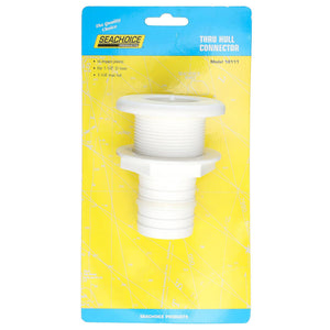 Thru-Hull Connector w/ Broad Flange, White, 1.5in