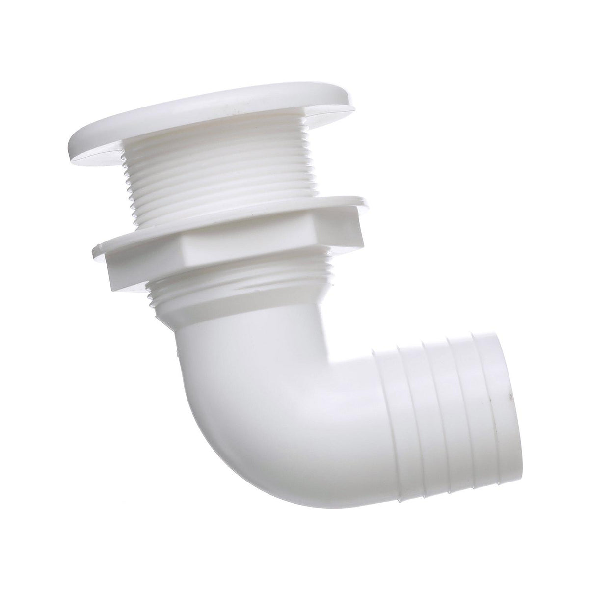 90º Thru-Hull Connector, Fits 1-1/2 in. ID Hose, 1-3/8 in. Max Hull