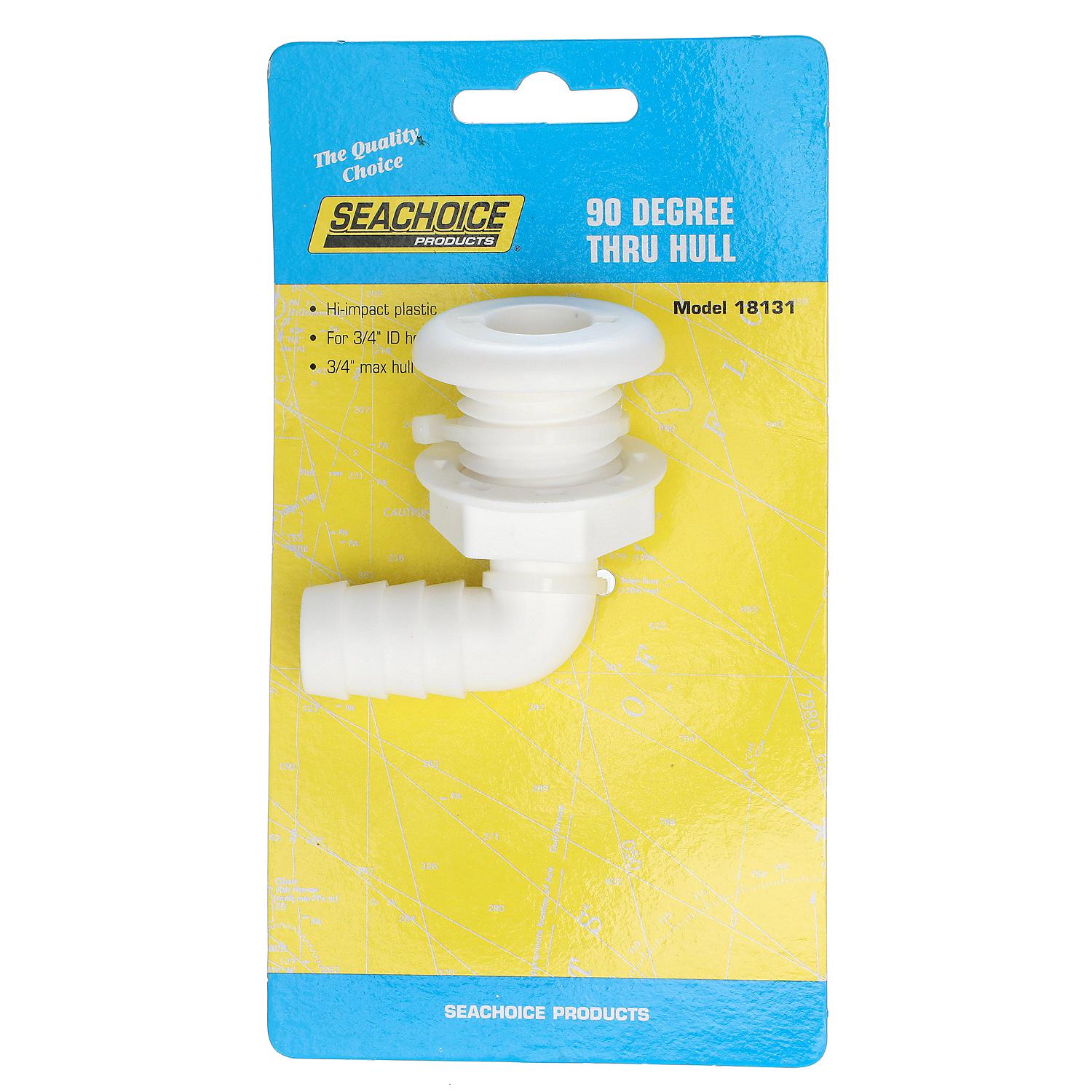 90º Angled Thru-Hull Connector, White Finish, 0.75 in.