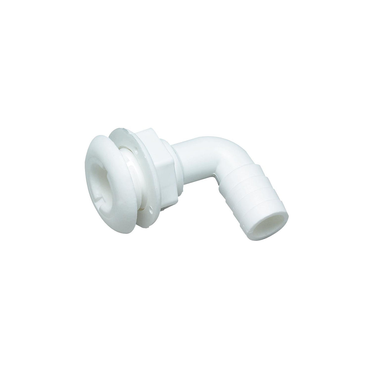 90º Angled Thru-Hull Connector, White Finish, 0.75 in.