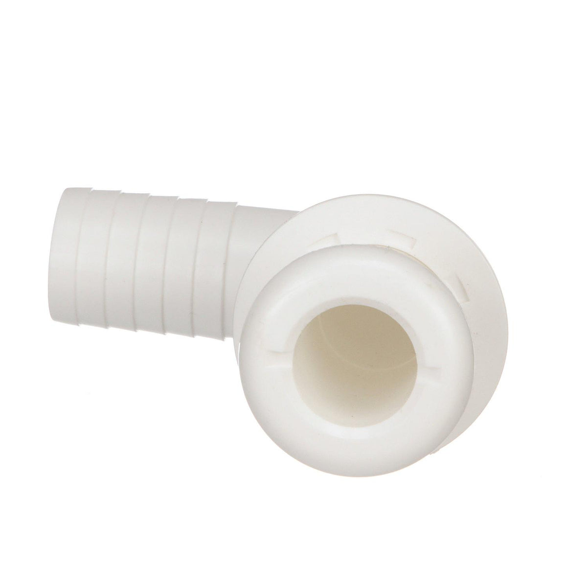 90º Thru-Hull Connector, Fits 1-1/8 In. ID Hose, 1-1/8 In. Max Hull