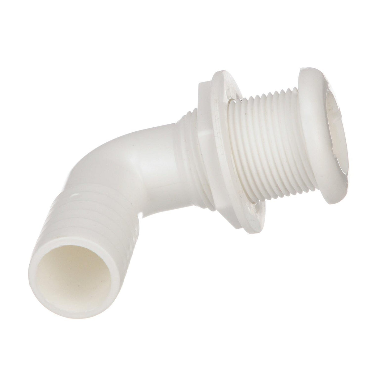 90º Thru-Hull Connector, Fits 1-1/8 In. ID Hose, 1-1/8 In. Max Hull