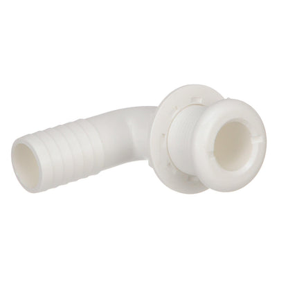 90º Thru-Hull Connector, Fits 1-1/8 In. ID Hose, 1-1/8 In. Max Hull