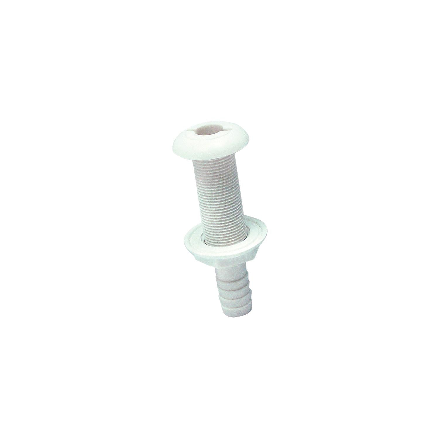 Polypropylene Extra Long Thru-Hull Connector for 3/4 in. ID Hose, White Finish