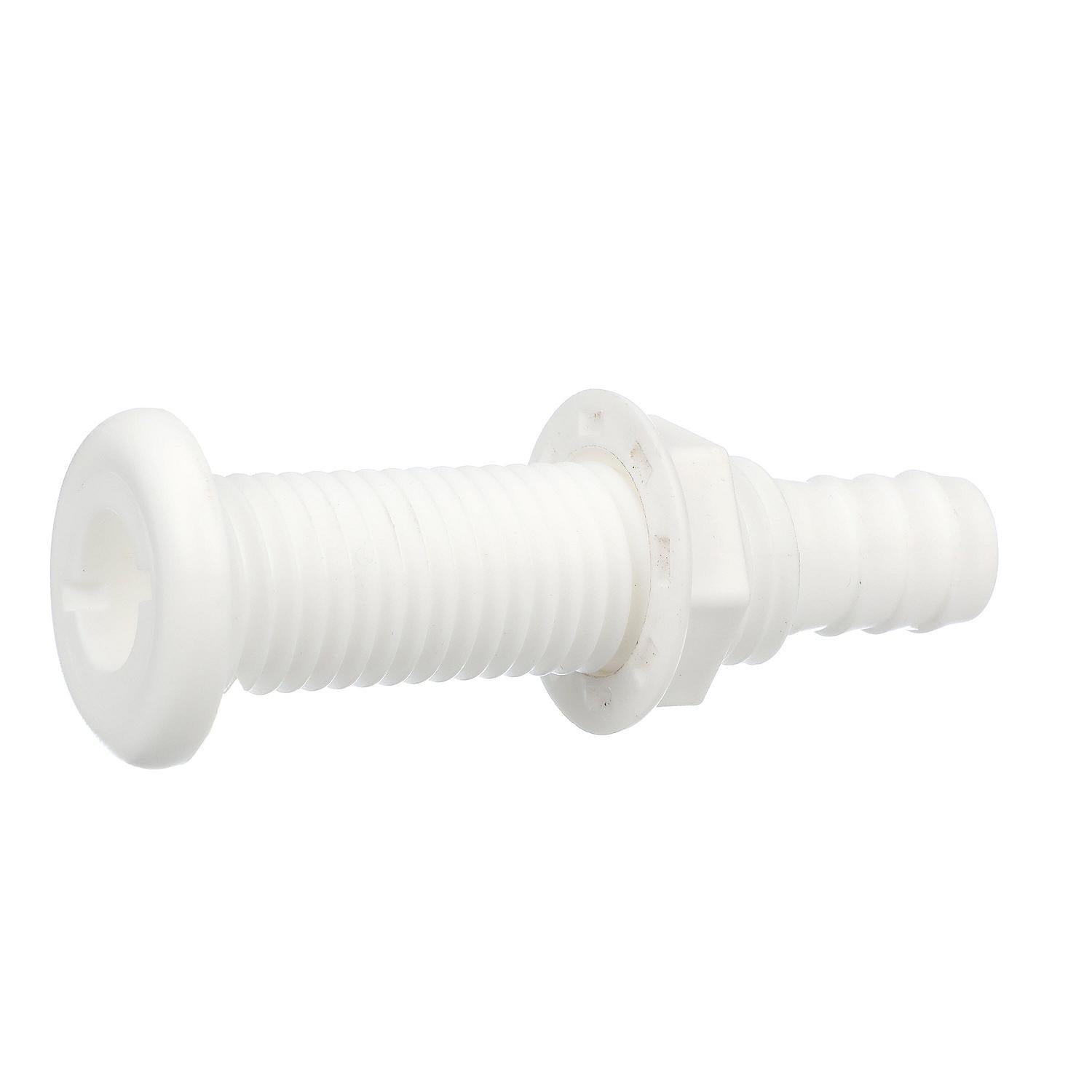 Polypropylene Extra Long Thru-Hull Connector for 3/4 in. ID Hose, White Finish