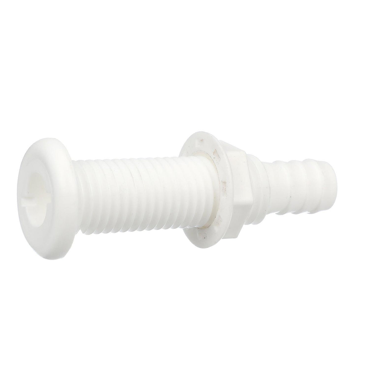 Polypropylene Extra Long Thru-Hull Connector for 3/4 in. ID Hose, White Finish