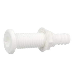 Polypropylene Extra Long Thru-Hull Connector for 3/4 in. ID Hose, White Finish