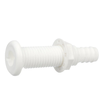 Polypropylene Extra Long Thru-Hull Connector for 3/4 in. ID Hose, White Finish