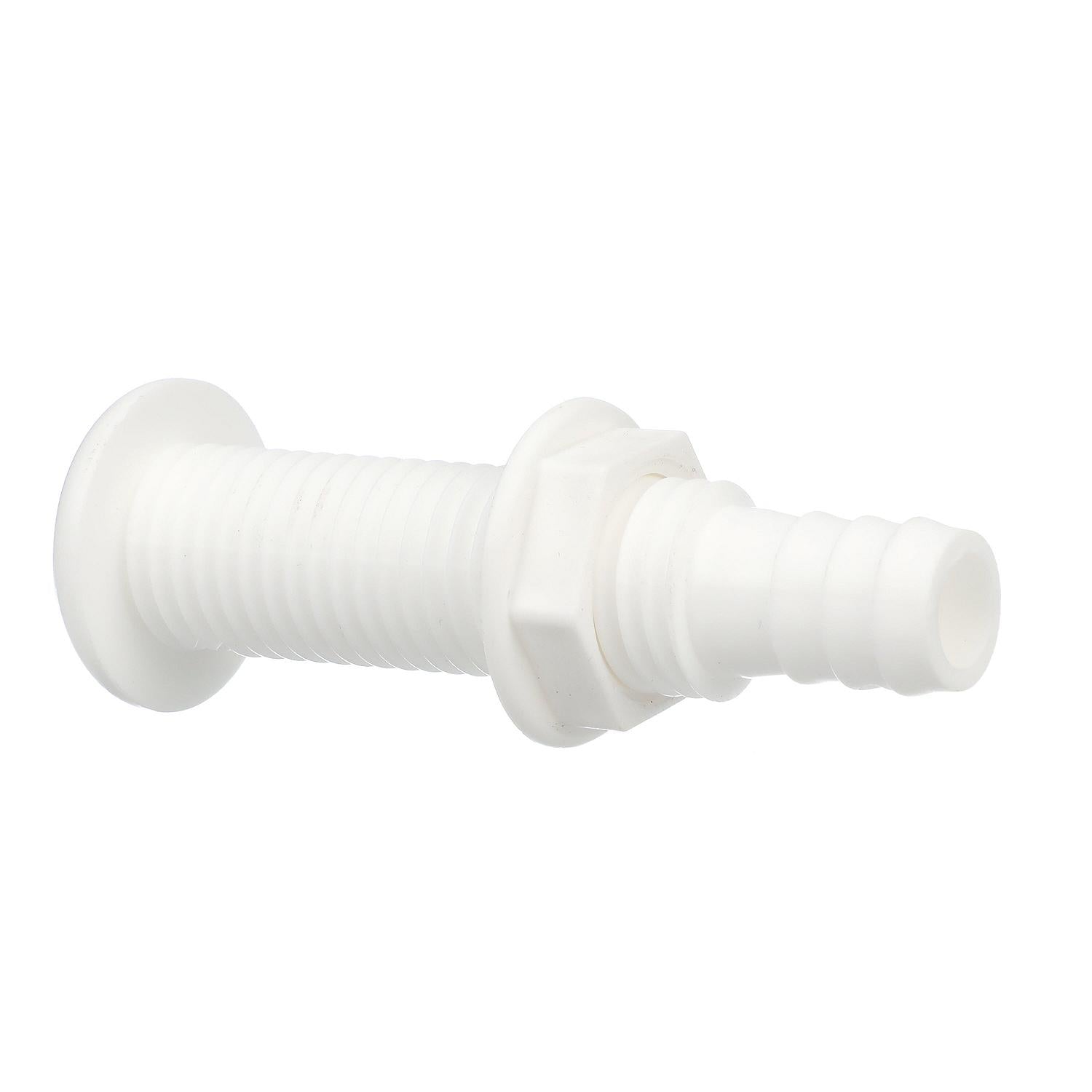 Polypropylene Extra Long Thru-Hull Connector for 3/4 in. ID Hose, White Finish