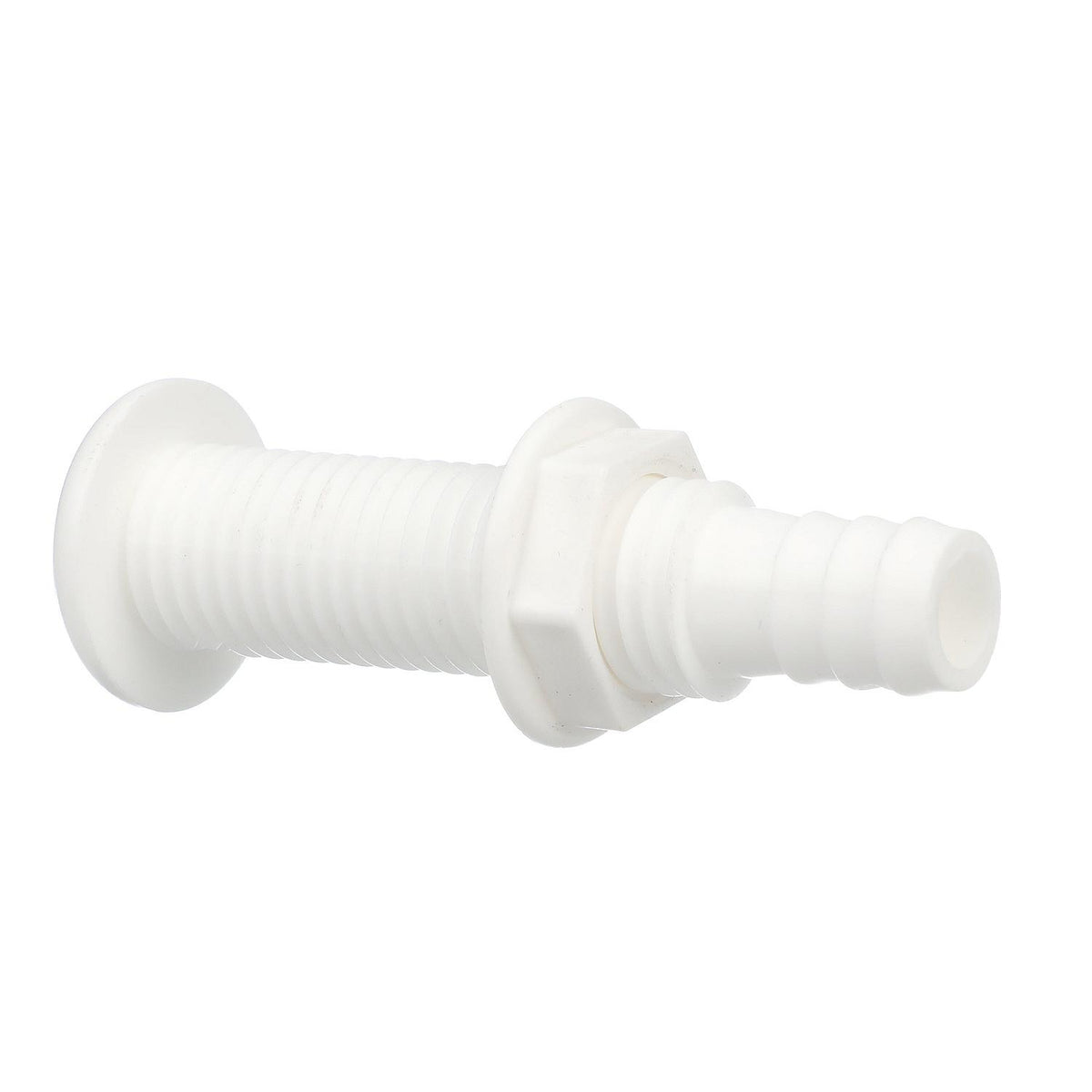 Polypropylene Extra Long Thru-Hull Connector for 3/4 in. ID Hose, White Finish