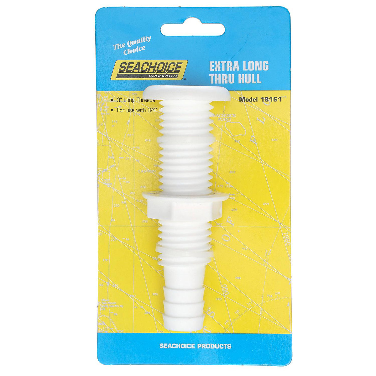 Polypropylene Extra Long Thru-Hull Connector for 3/4 in. ID Hose, White Finish