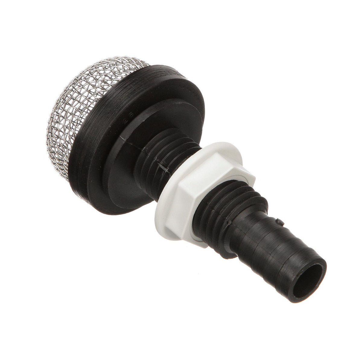 Thru-Hull Strainer Mount w/ Aerator Screen, Fits 3/4in Hose