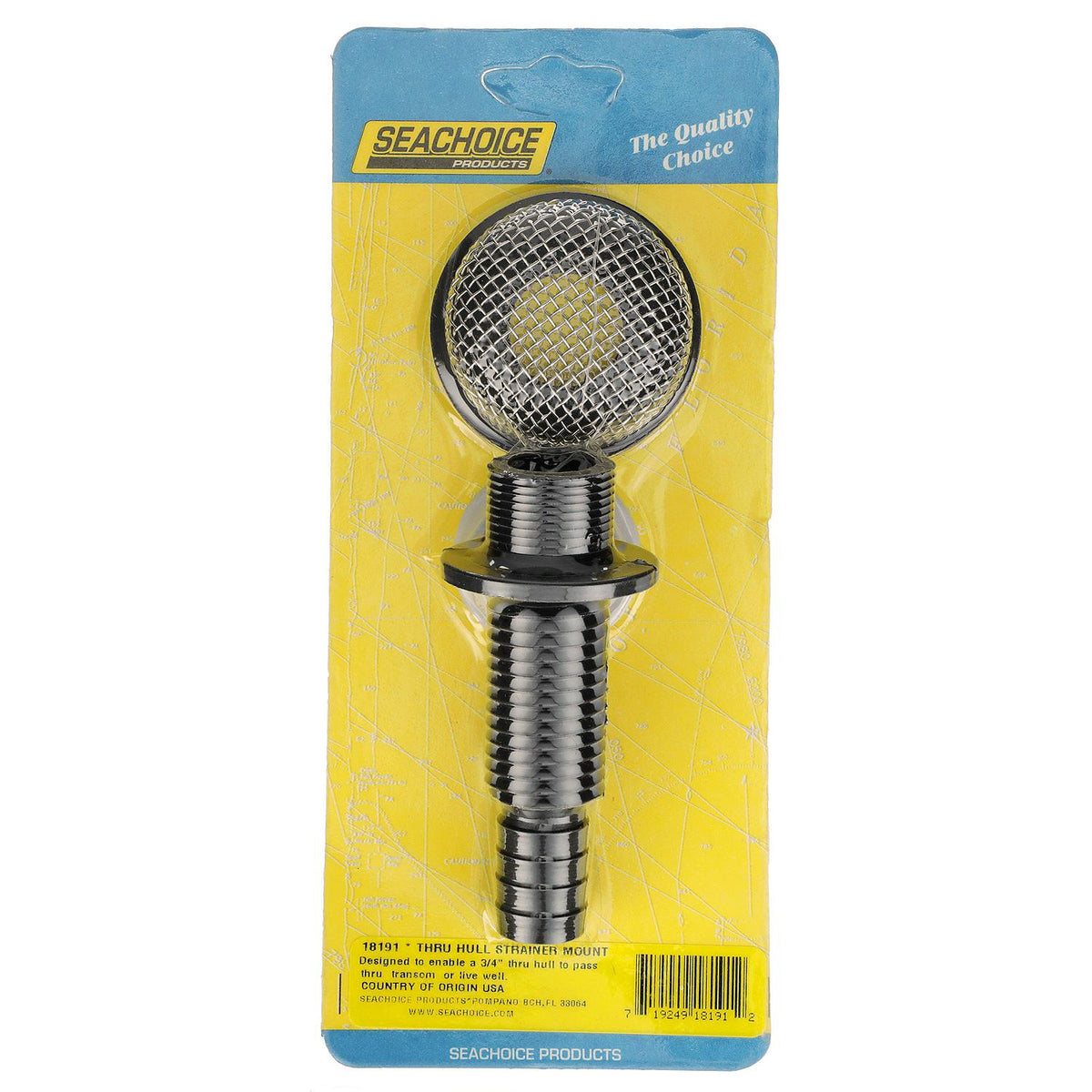 Thru-Hull Strainer Mount w/ Aerator Screen, Fits 3/4in Hose