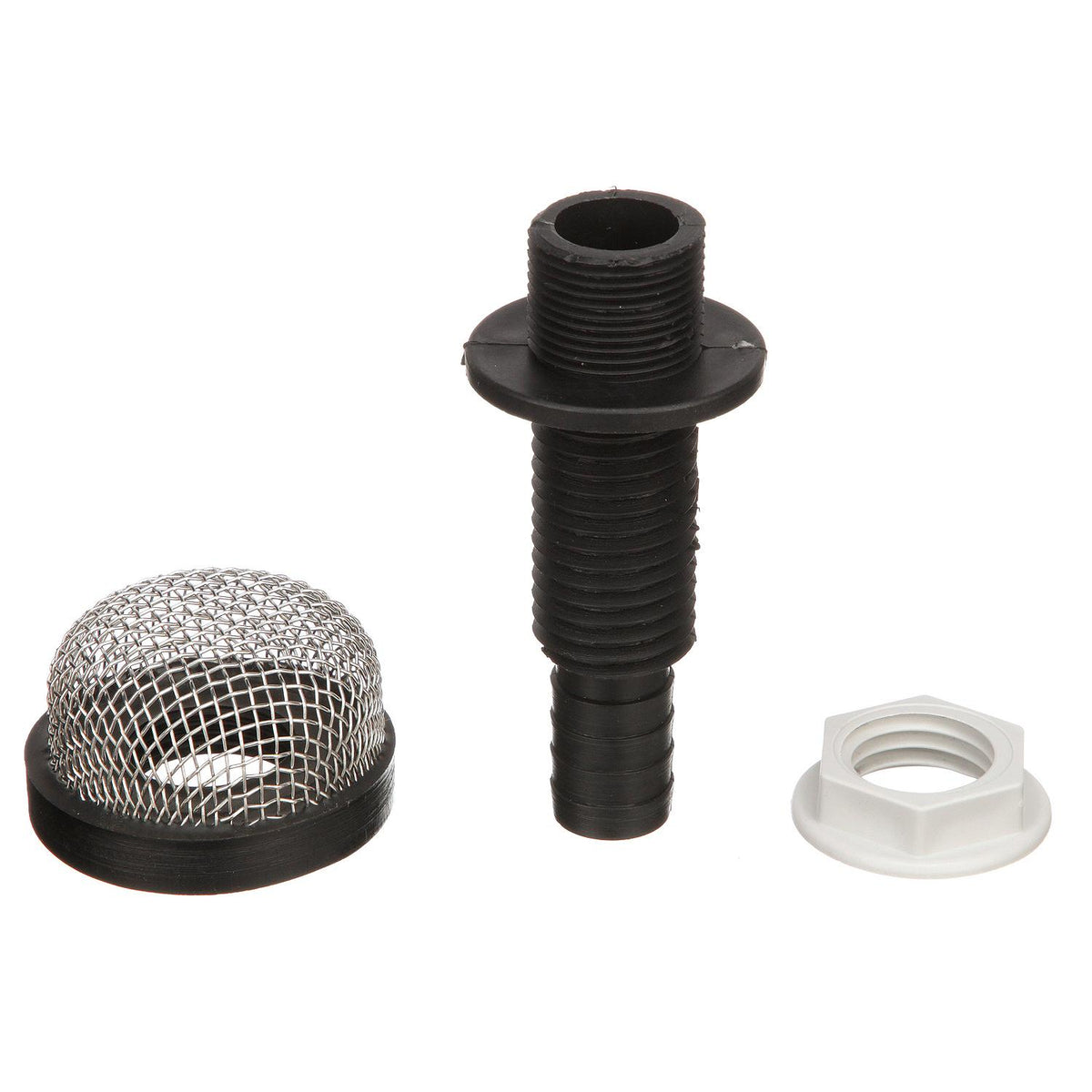 Thru-Hull Strainer Mount w/ Aerator Screen, Fits 3/4in Hose