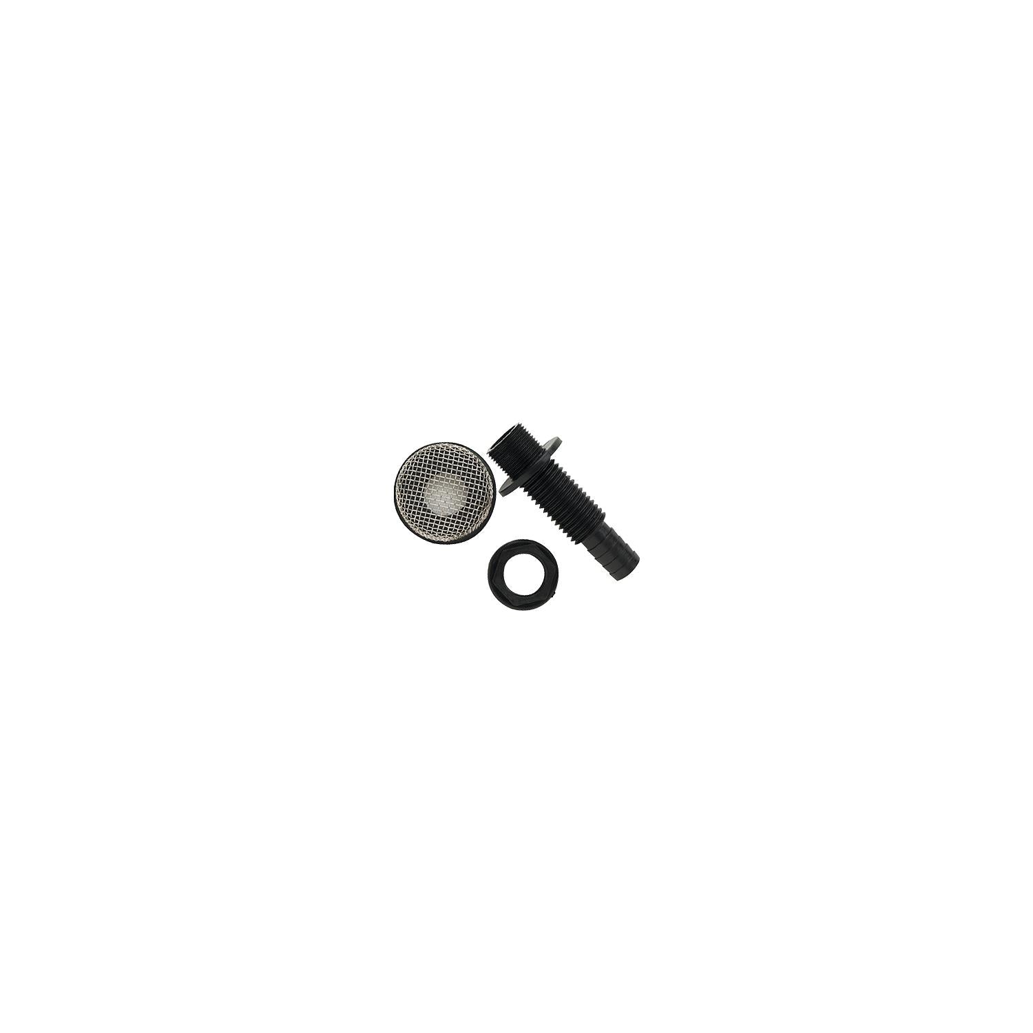 Thru-Hull Strainer Mount w/ Aerator Screen, Fits 3/4in Hose