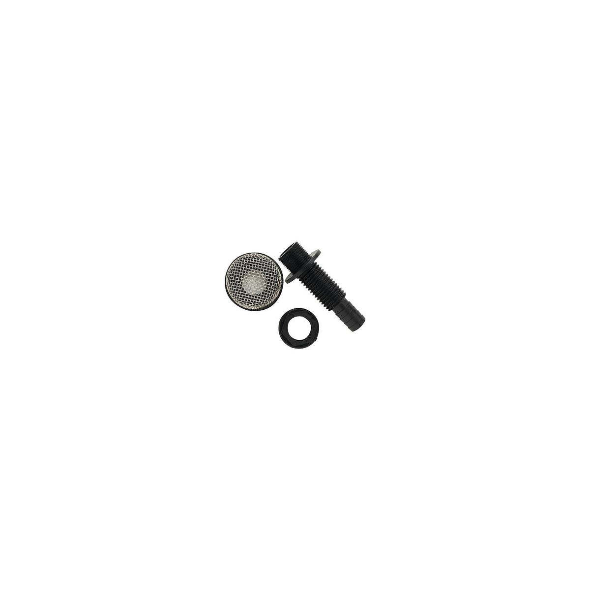 Thru-Hull Strainer Mount w/ Aerator Screen, Fits 3/4in Hose