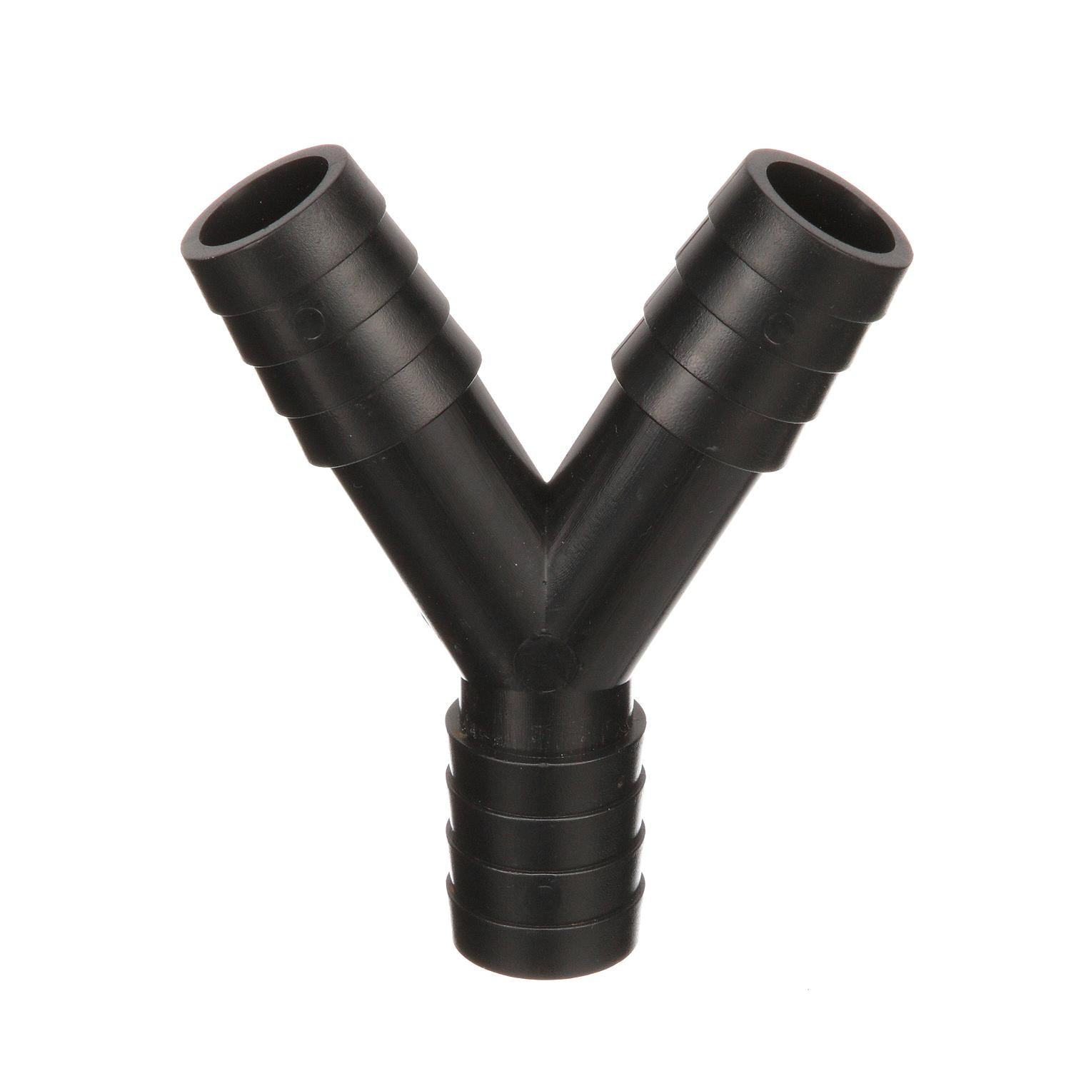 3-Way Y Fitting, Fits 3/4 in. ID Hose, Black Plastic