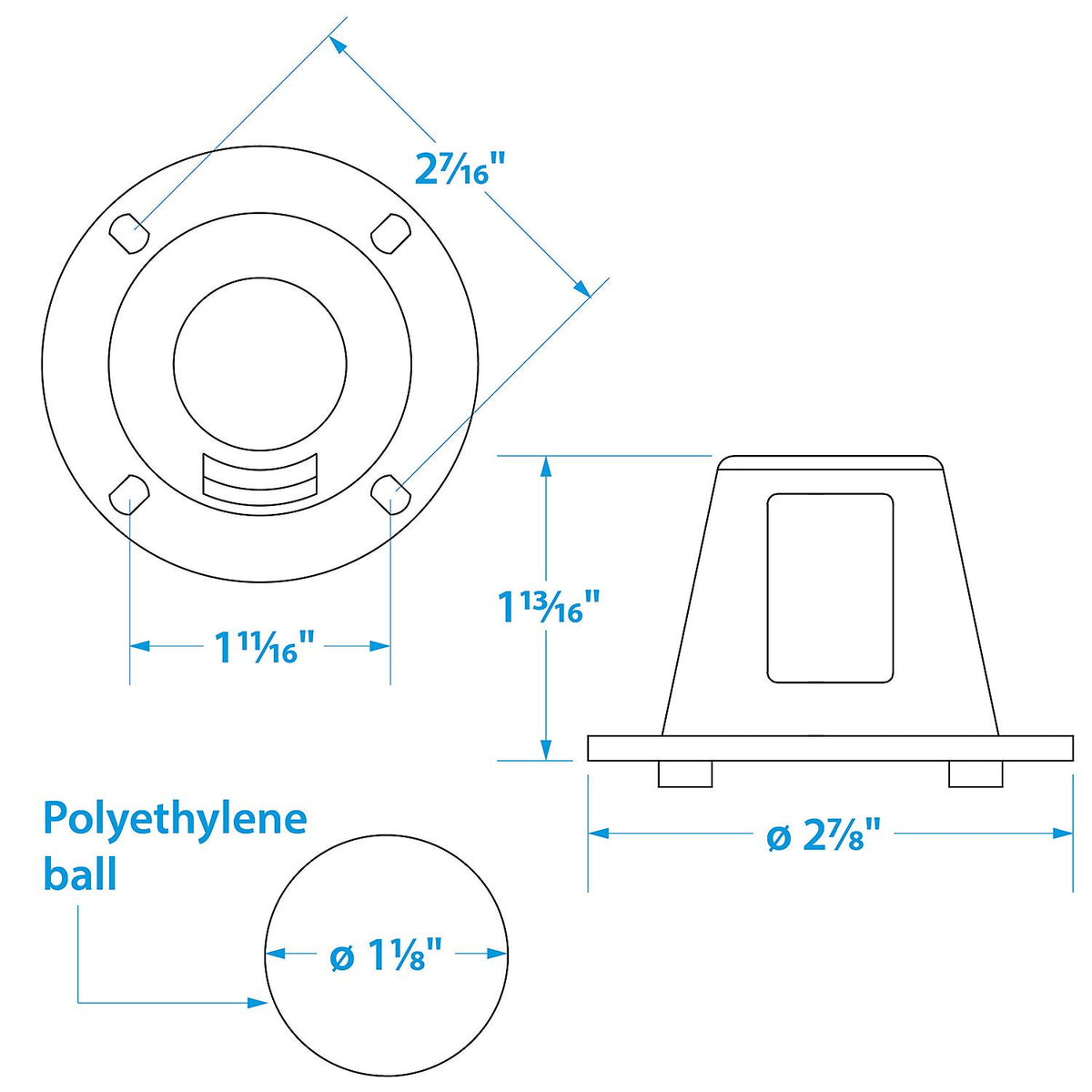 Self-Bailing 2-7/8in Scupper Valve Kit, Clear
