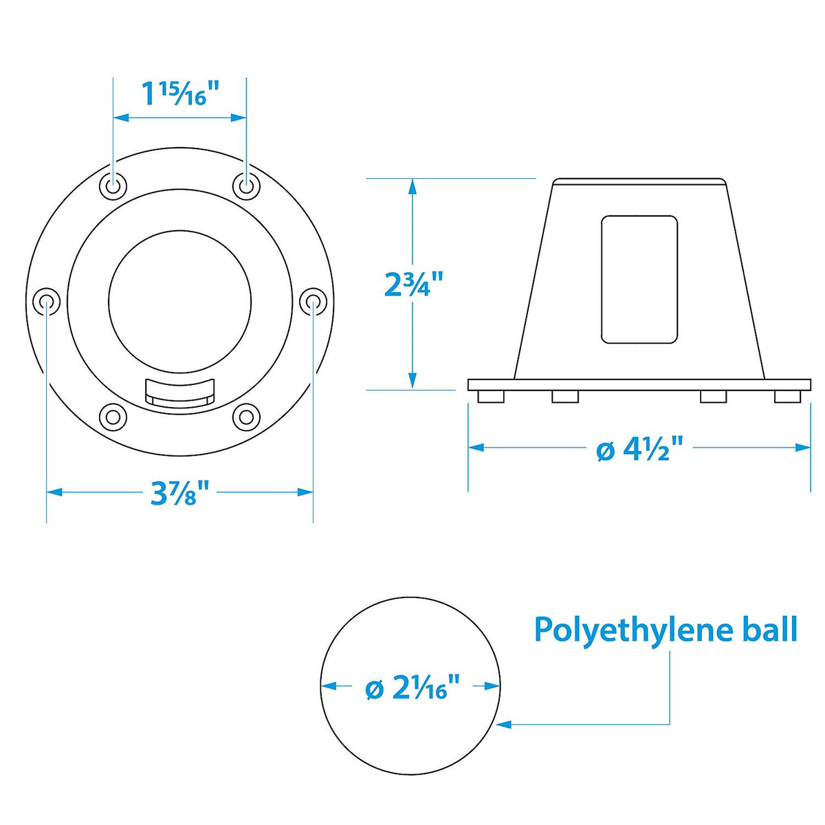 Self-Bailing Scupper, Large, Clear, Fits 1.5-3in Openings